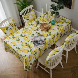 Small Fresh Yellow Lemon Print Table Cloth Coffee Table Cover Rectangular Tablecloth Waterproof Tablecloths Dining Table Cloth