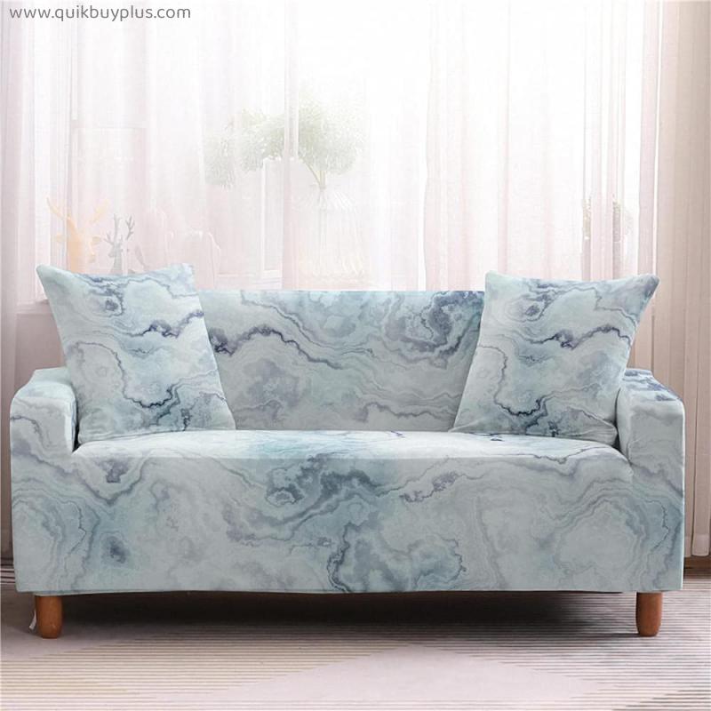 Sofa Cover Duck Egg Blue Marble Sofa Covers Soft Spandex Couch Covers Stretch All-match Sofa Protectors from Pets Modern Adjustable Sofa Covers for Leather Sofa Universal Settee Covers 3 Seater