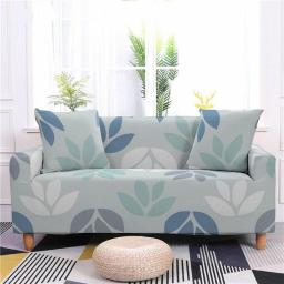 Sofa Cover Duck Egg Blue White Leaves Sofa Covers Soft Spandex Elastic Sofa Protector Machine Washable Settee Covers Modern Universal Thick Couch Covers Non Slip Easy Fit 1 Seater