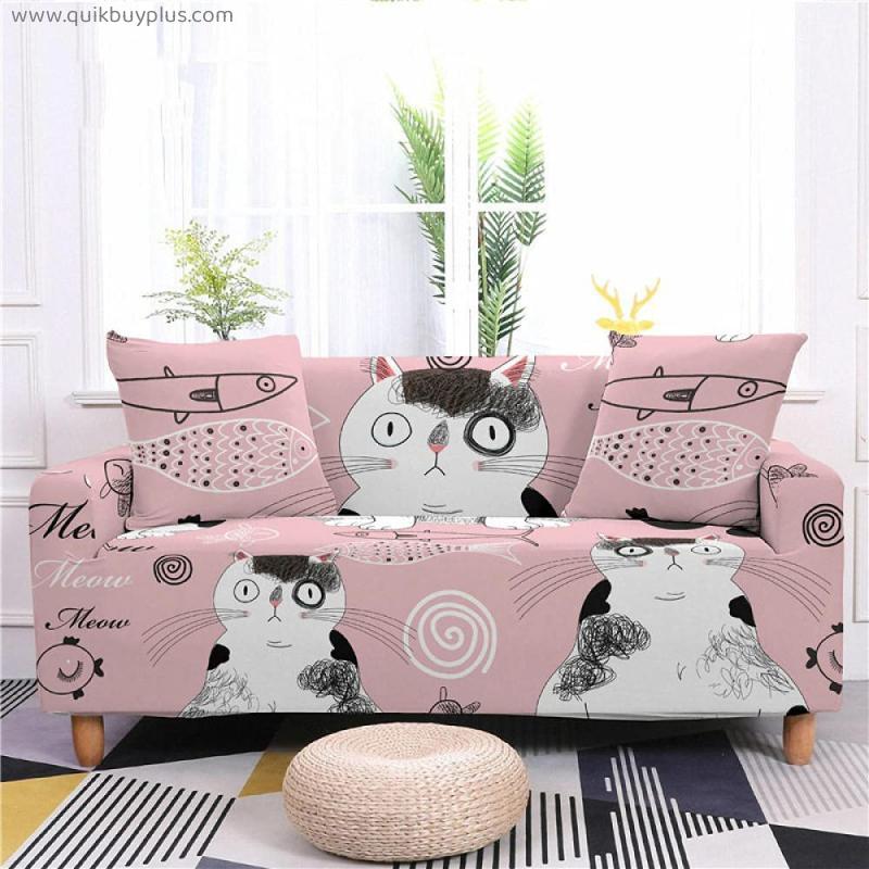 Sofa Cover Teal Pink Animal Dog Sofa Covers Spandex Machine Washable Couch Covers Stylish Thick Stretch Sofa Protector Non Slip Sofa Covers for Leather Easy Fit Armchair Covers 2 Seater