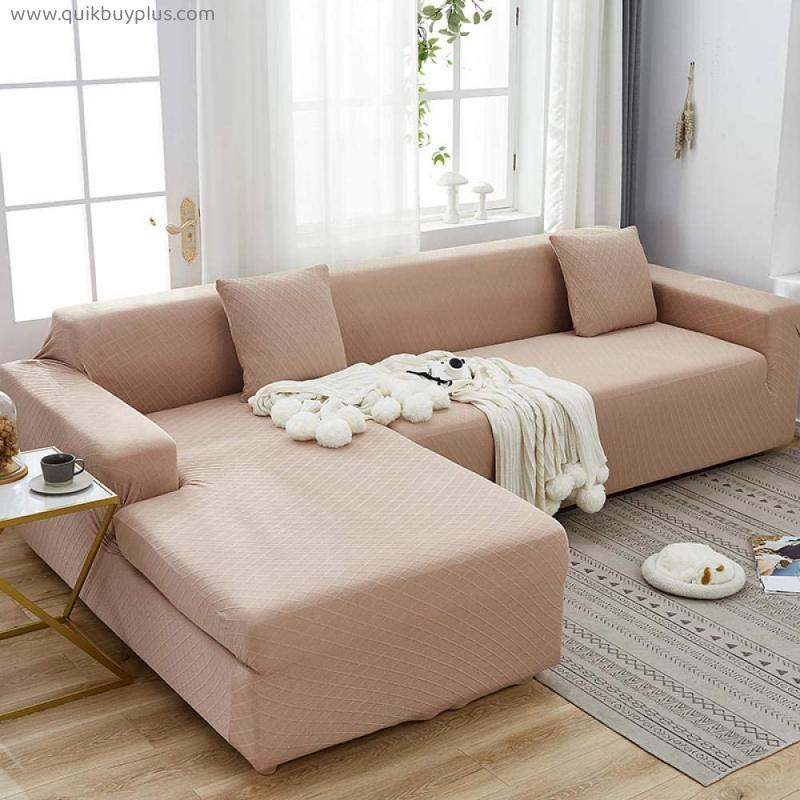 Sofa Covers 3 Seater and 2 SeaterCream Sofa Cover Soft Spandex Sofa Protector Stretch All-match Sofa Protectors from Pets Modern Adjustable Couch Covers Universal Thick Settee Covers