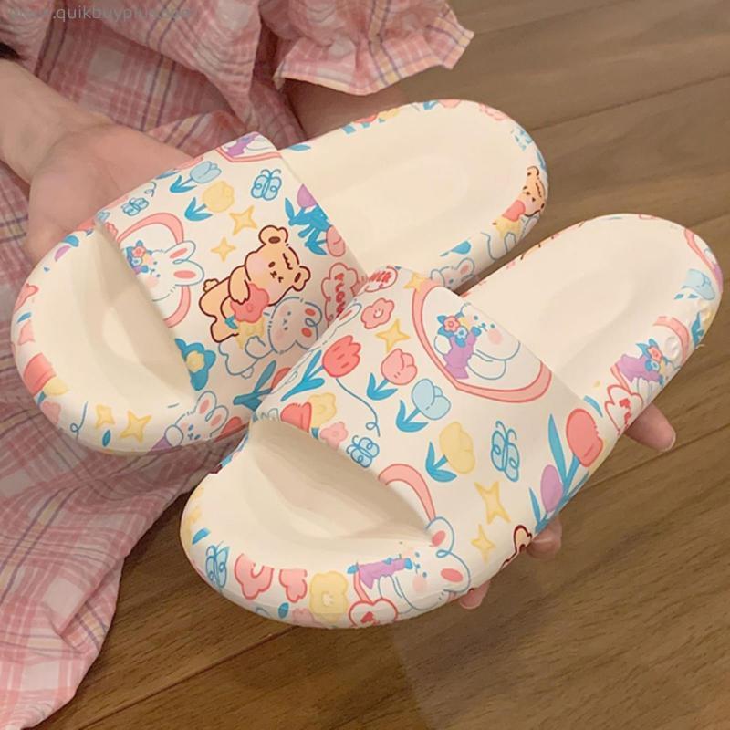 Soft Comfortable Women Slippers Printing Leisure Home Bathroom Slides Girl Heart Cute Rabbit Outdoor Thick Sole Ladies Shoes