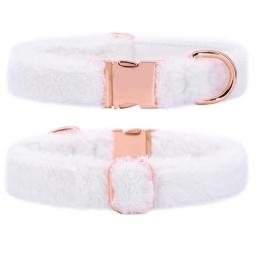 Soft Fur Dog Collar Winter Warm Puppy Cat Necklace Adjustable Pet Collars For Small Medium Large Dogs French Bulldog Pug Pink