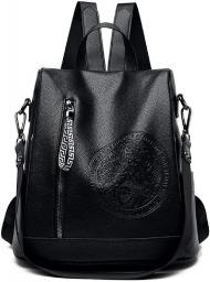 Soft Leather Backpack Purse for Women - Fashion Antitheft Water-Proof Rucksack,Daypacks Bookbag for Women Ladies Girls (Color : Black)