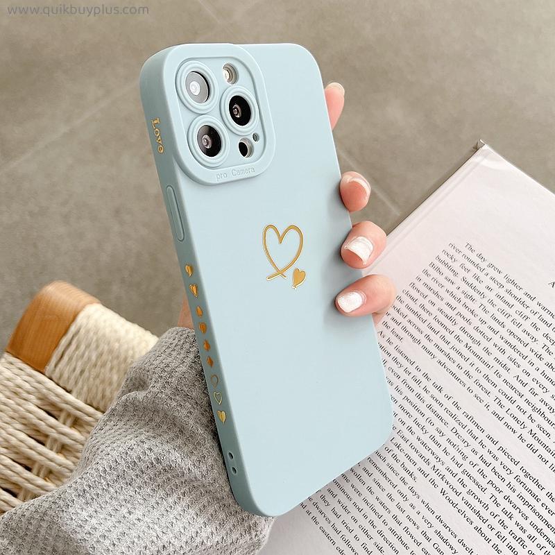 Soft Love Heart Phone Case For iPhone 11 12 13 Pro Max XS Max X XR 7 8 Plus SE 2020 Shockproof Bumper Silicone Back Cover