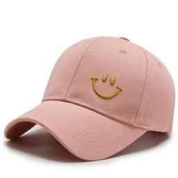 Solid Baseball Cap Women Summer Sunscreen Hat Smile Character Embroidery Casual Adjustable Men Snapback Sunhat Golf Baseball Hat
