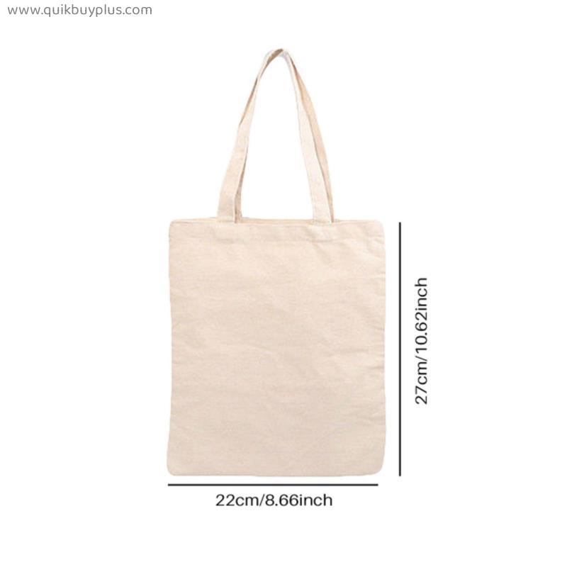 Solid Color Canvas Shopping Bag Eco-friendly Reusable Foldable Shoulder Bag Practical Large Capacity Blank Shopping Pouch