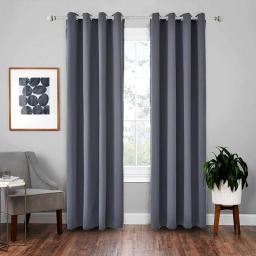 Solid Curtain, Blackout Noise Reducing Thermal Insulated with Grommets Drapes Curtain Panel for Living Room Bedroom Office-O-140x175cm(55x69inch)