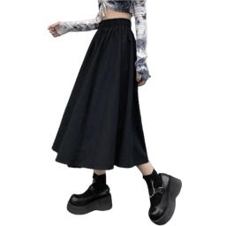 Solid Women Skirts Summer Elastic Waist A-Line Knee-Length Casual Female Skirts Clothing 5XL