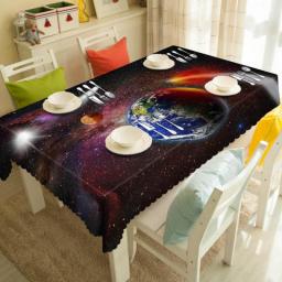 Space Pattern Tablecloth Planetary Waterproof Rectangular Table Cloth Coffee Table for Living Room Mantel