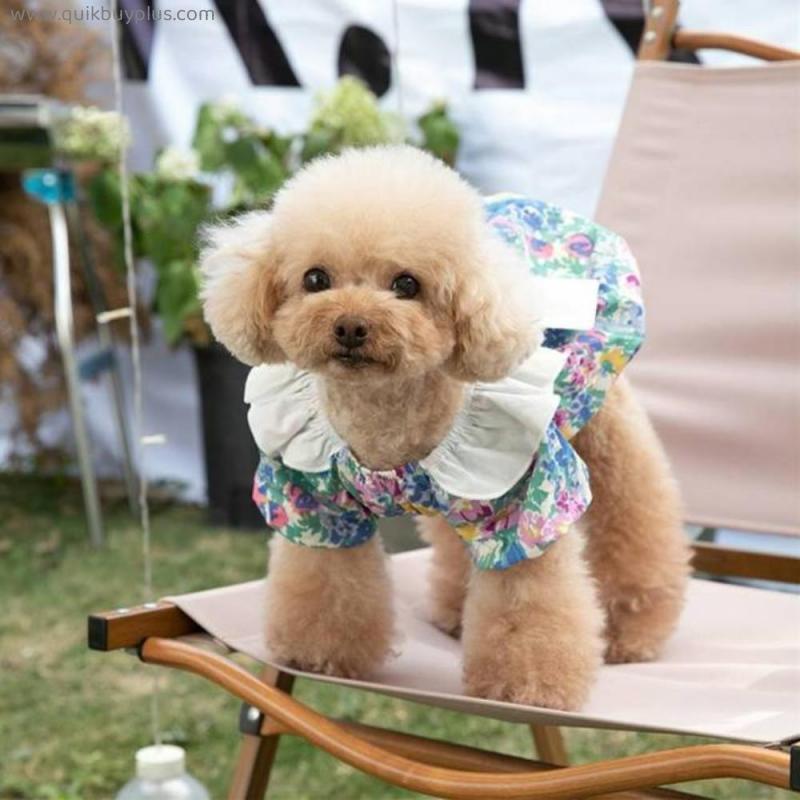 Spring And Summer New Dog Dress Print Skirt Pet Clothes Cat Dog Clothing Teddy Bear Coat Dog Vest