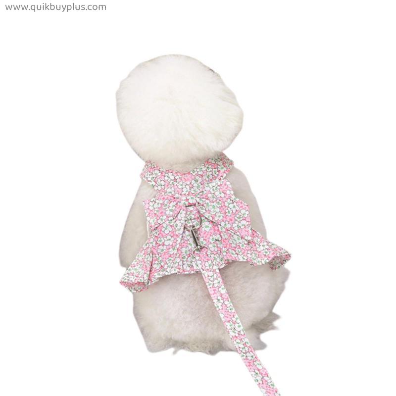 Spring Summer Pet Chest Strap Clothes Kite Knot Chest Back Flower Skirt Hung Traction Rope Skirt Skirt Chest Teddy Dog Clothing