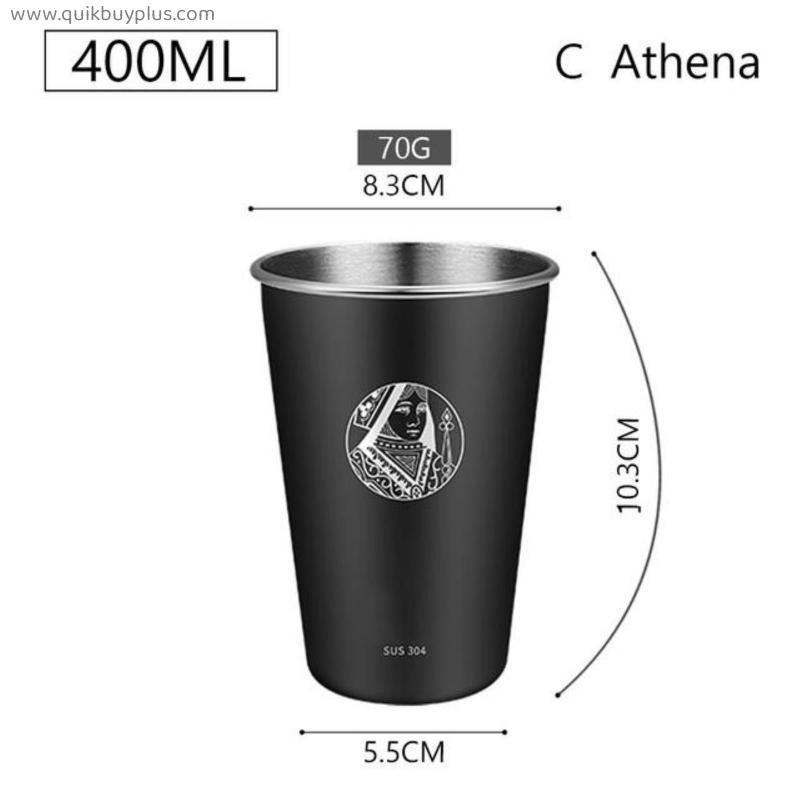 Stainless Steel 400/550ml Coffee Mugs Water Bottle Drinks Cup Multipurpose Portable 304  Household Office Tea Beer Drinkware