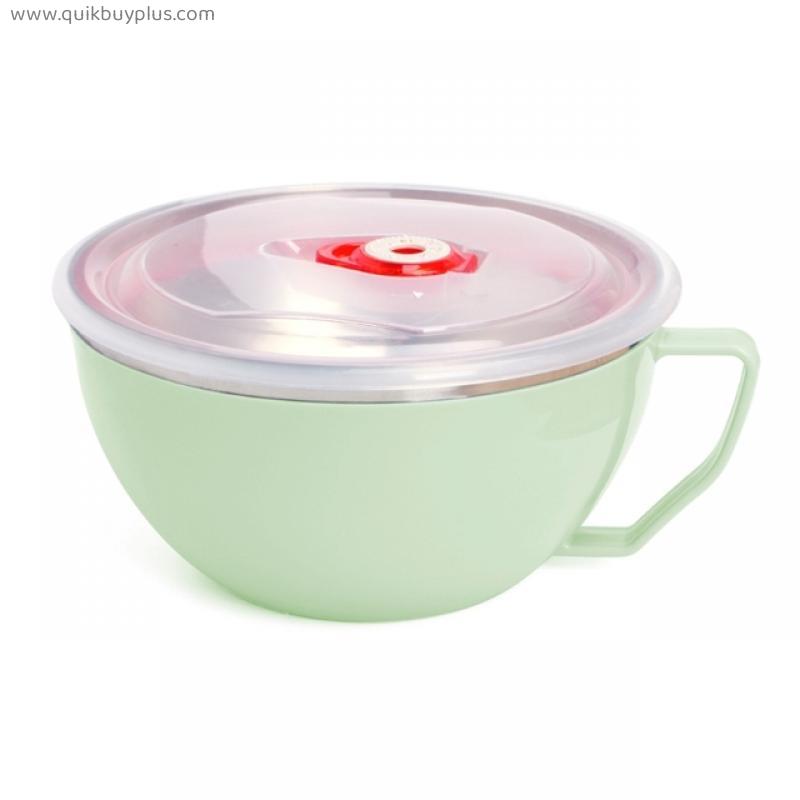 Stainless Steel Bowl with Lid Handle, Leak-Proof Microwavable Instant Noodle Bowl Pot Food Containers Rice Soup Bowls