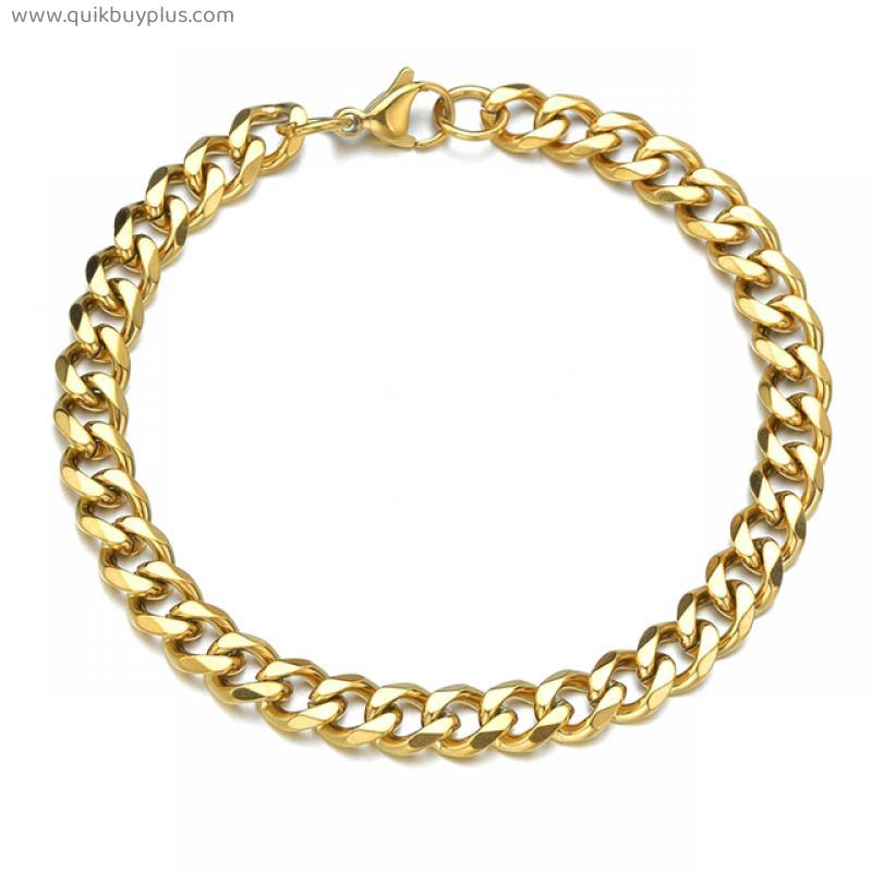 Stainless Steel Bracelet for Men Women Gold Black Color Punk  Bracelet 3/5/7/9mm