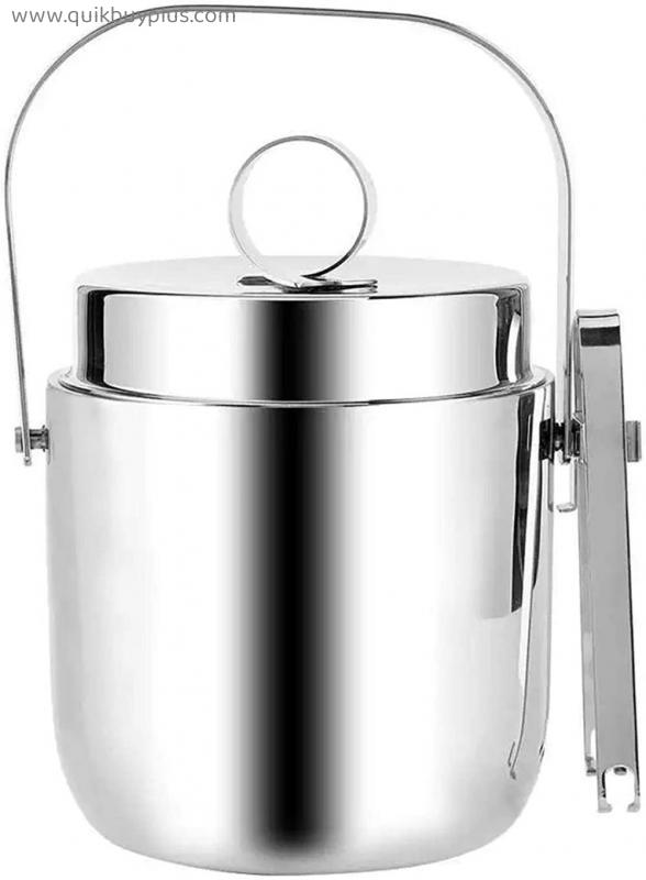 Stainless Steel Large Capacity Double Wall Insulation Ice Bucket Container Cooler with Lid and Ice Tongs Portable for Large Party Party Champagne Beer Beverage Kitchen Barware Wine Cabinet