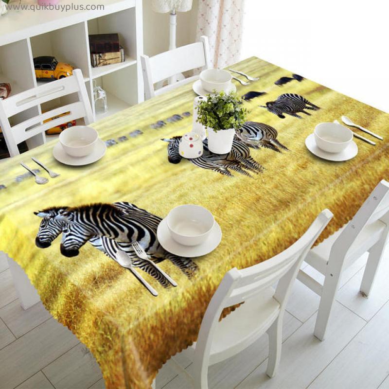 Steppe Wild Horse Pattern Dining Table Cloth Waterproof Rectangle Table Cloth Wedding Dining Tea Table Decoration Cover