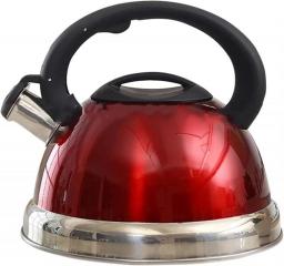 Stovetop Kettles 3L Stainless Steel Whistling Tea Kettle Stovetop Tea Pot with Heat-Proof Handle (Color : Red, Size : On