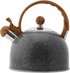 Stovetop Kettles Tea Kettle Stovetop Whistling Tea Kettle Stainless Steel Teapot With Wood Grain Handle (Color : Gray, S