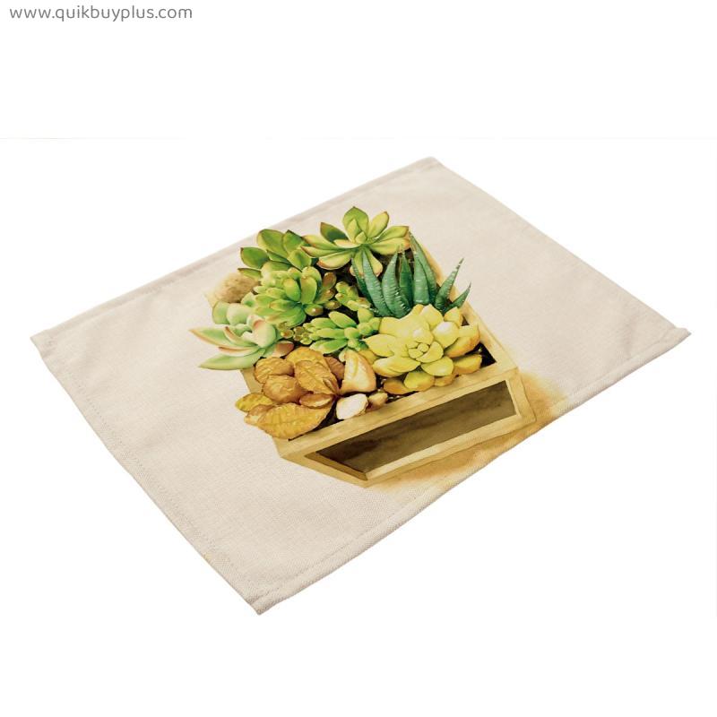 Succulents Print Anti-Slip Anti-Fouling Kitchen Table Placemats Placemats Insulation Pads Easy to Clean