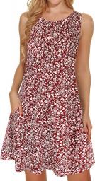 Summer Dresses for Women Beach Floral Tshirt Sundress Sleeveless Pockets Casual Loose Tank Dress