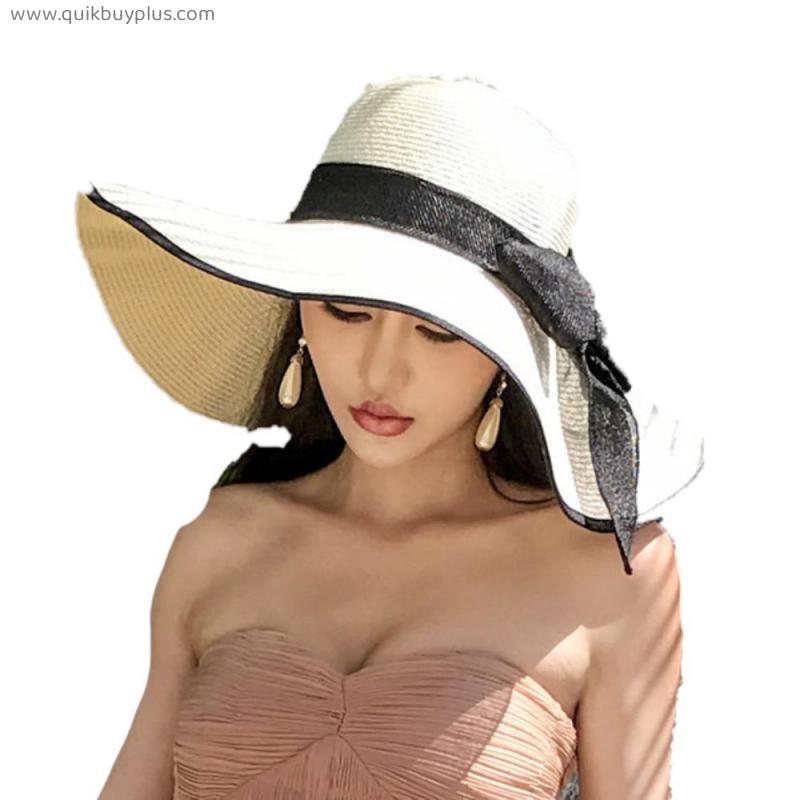 Summer Straw Hat Women Hats Beach Holiday Visors Female Protection Big Eaves Bucket Hat Cap Women Sun Hat Foldable
