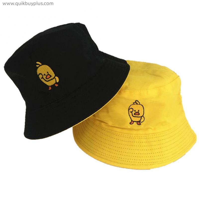 Summer Sun Hat Reversible Duck Bucket Hat for Men Women Cotton Fold Girls Beach Travel Outdoor Fisherman Hat