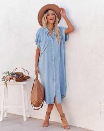 Summer Vintage Sexy Short Sleeve Mid-Calf Dress Beach Bohemian Elegant Outfits For Women Sundress 2022 Casual Loose Dresses