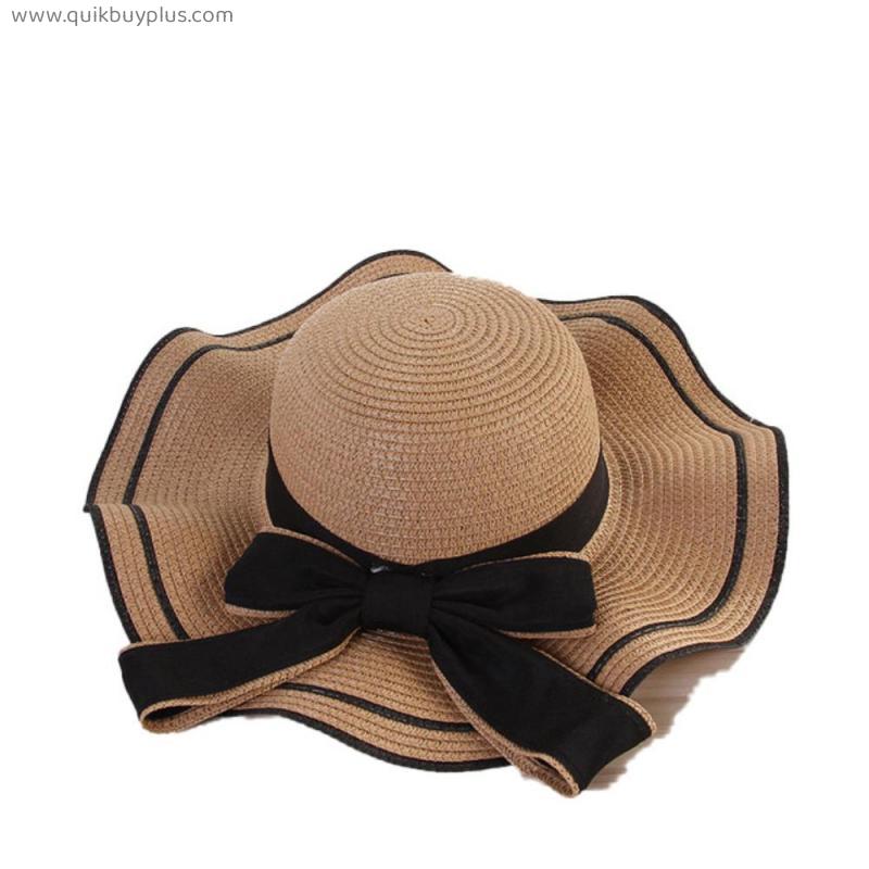 Summer Women Boater Beach Hat Wide Side Female Casual  Hat Lady Classic Flat Bowknot Straw Sun Hat Women  Gift