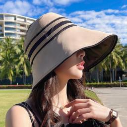 Summer Women Empty Roof Fashion Wide Large Brim Sun Hat Outdoor Beach Fisherman Cap UV Proof Sun Protection Hat Bucket Hat