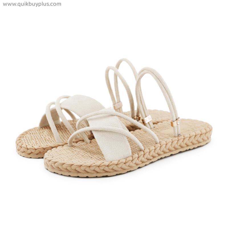 Summer Women Sandals Beach Shoes Slippers For Ladies Bohemia Gladiator Solid Fashion Outdoor Flat Sandals