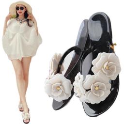Summer Women Sandals Flip Flops Outside Women Slippers Female Beach Shoes with Floral Ladies jelly shoes
