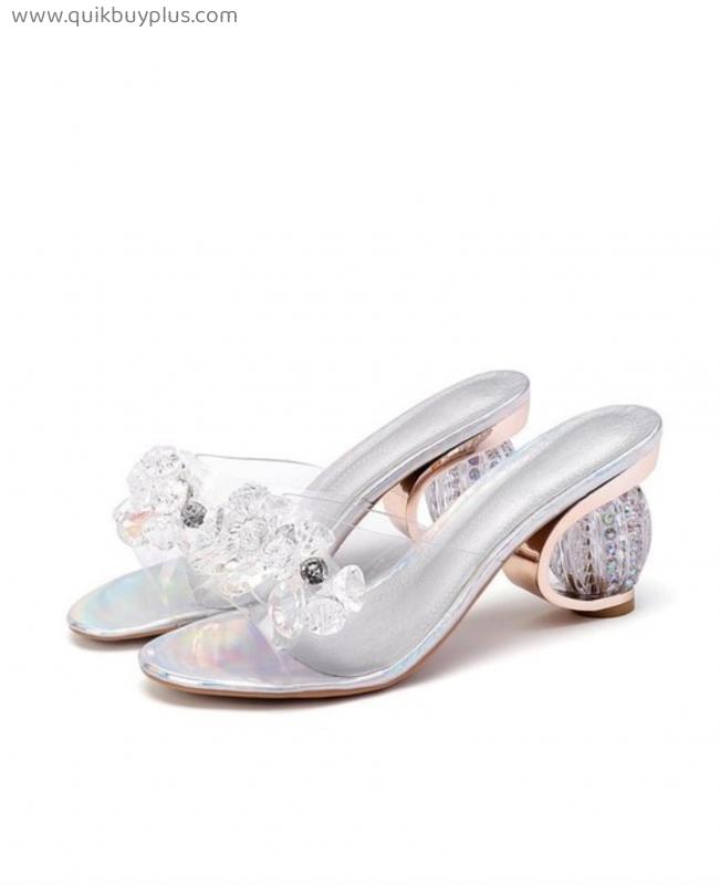 Summer Women Slippers Crystal Transparent Jelly Sandals Pumps Elegant High Heels Ladies Party Female Women