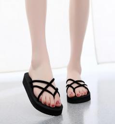 Summer Women Slippers Outdoor Light Weight Cool Shoes Ladies Flat Flip-flop Black Non-slip Basic Home Sandals chaussures femme