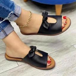Summer Women Slippers Shoes Cute Butterfly-Knot Flats Casual Sandals Solid Color Beach Sandals Zapatillas Mujer Chaussure Femme