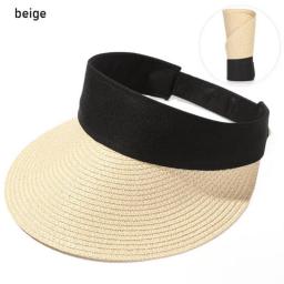 Summer new empty top sun hat foldable portable roll up beach hat wide-brimmed sun hat straw hat sun hat women