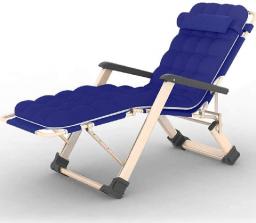 Sun Lounger Garden Chairs Foldable Deck Chair Balcony Recliner, With Thick Cotton Pad Portable Zero Gravity Folding Bed Deck Chair Double Oxford Cloth Lounger Chair (Color, Blue),Blue