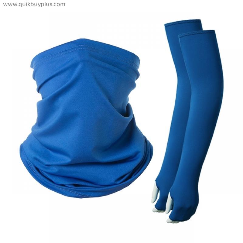Sun Protection Sleeves with Thumb Hole and Bib Scarf UV Protection Cooling Sleeves Arm Sleeves Men Women Sun Sleeves