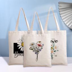 Sunflower Canvas Tote Flower Tote Canvas Bag Student Training Gift Tote Bag Reusable Shopping Grocery Bag Foldable Washable