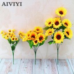 Sunflower Flower Bouquet Artificial Flowers Daisies Wedding Plant Accessories Room Home Decor Christmas party Decoration Gift