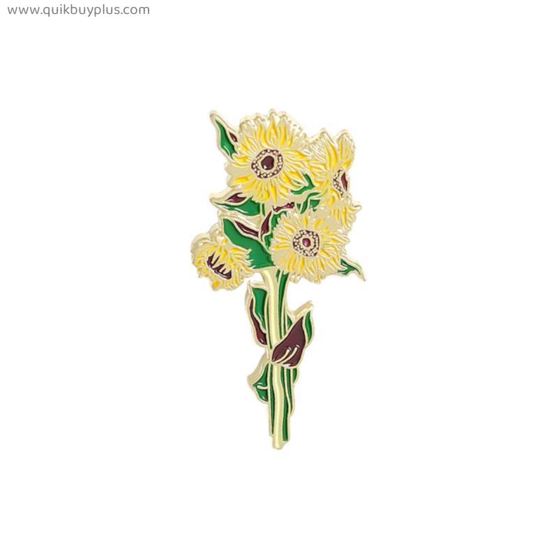 Sunflowers Enamel Pins Custom Iris Bouquet Brooches for Women  Bag Clothes Lapel Pin Plant Badge Jewelry Gift