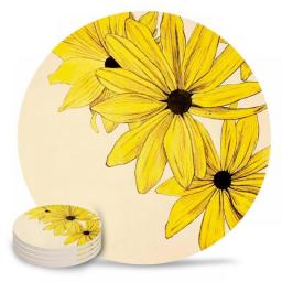 Sunflowers Placemats for Table Coffee Kitchen Accessories Table Decor Ceramic Coasters