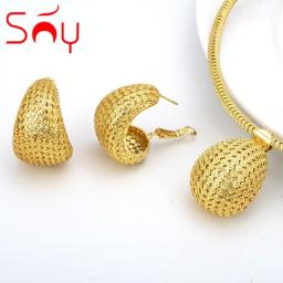 Sunny Jewelry Sets Fashion Classic 18K Gold Planted Hot Sale For Women Earrings Pendant Necklace Romantic Wedding Party Trendy