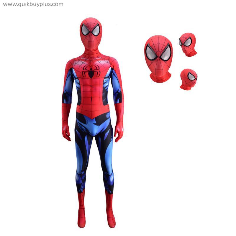 Superhero Superior Spiderman Costume Kids Halloween Fancy Dress Jumpsuit Carnival Cosplay Bodysuit Quick-dry Lycra Spandex Zentai Masks Splittable Onesuit
