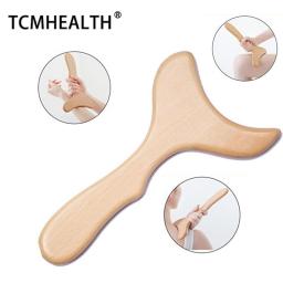TCMHEALTH Wooden Gua Sha Lymphatic Drainage Tool Wood Therapy Massage Anti Cellulite Massage Lymphatic Paddle Muscle Pain Relief