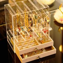 TJLSS Multifunctional Jewelry Storage Box, Earrings, Earrings, Jewelry Transparent Finishing Box, Necklace, Bracelet, Ring Box, Jewelry Box
