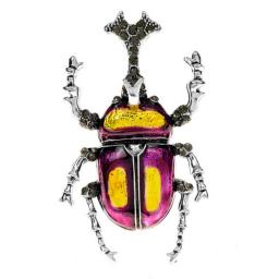 TULX New Arrival Rhinestone Bug Brooches For Women Vintage Enamel Beetle Pin Vivid Insect 2 Colors Available