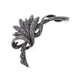 TULX Rhinestone Black Flower Brooches for Women Fashion Vintage Brooch Pin Party Wedding Accessories Large Broches Gift