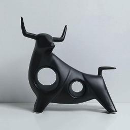 Table Decorations Animal Statues Ornaments Sculptures Creative Cow Gift Living Room TV Wine Cabinet Decoration Home Decoration Office Desktop Room Decoration（Color：Black，White） Desktop Ornament