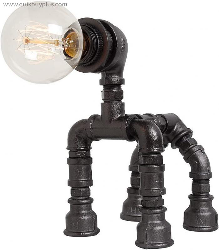 Table Lamps American Retro Industrial Style Creative Puppy Robot Reading Lamp, Bar Study Office Table Lamp, Iron Lamp, Pipes Lamp, Living Room Bedroom Bedside Creative Desk Lamp, Tube Lamp, E27 Table
